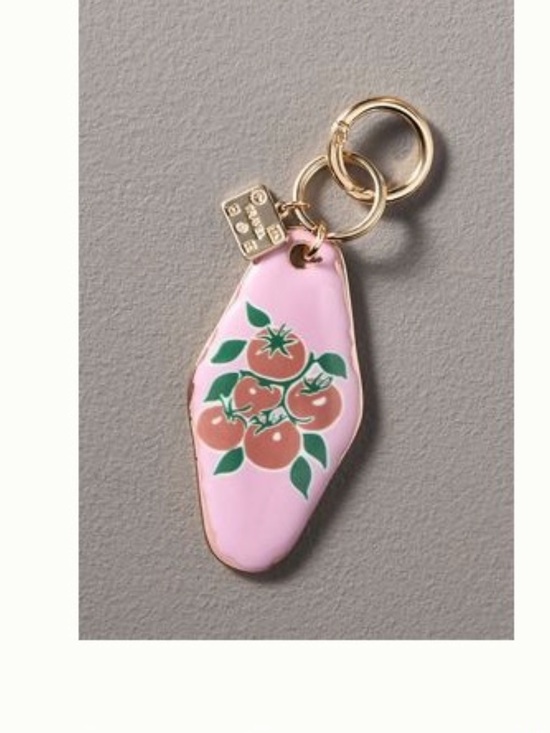 Anthropologie Other - Anthropologie Pink Tomato Cluster Enamel Keychain with Gold Hardware